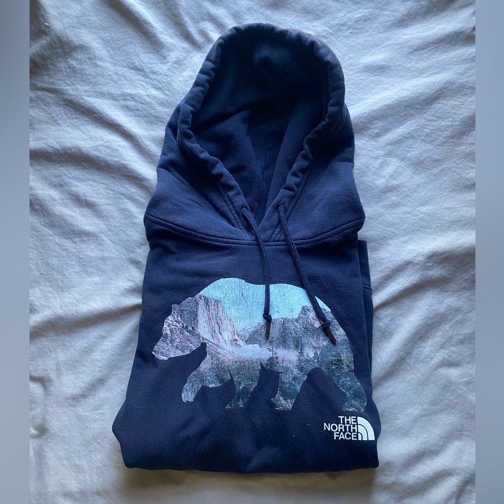 North face hoodie/sweatshirt - size s - black with design
